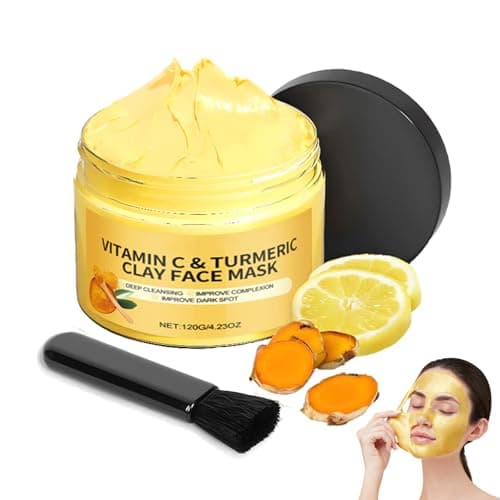 Image of Turmeric Vitamin C Clay Mask, Clay Face Mask Kit, Skin Care Facial Mask for Deep Cleansing, Improve Blackheads, Oil and Refining Pores, Even out Skin Tone