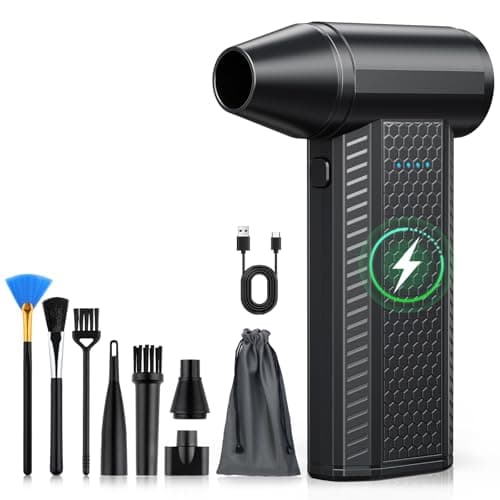 Image of Compressed Air Duster Cleaner for PC, 4 Gear Adjustable 130000RPM Electric Air Duster, Portable Air Dust Blower, Cordless Compressed Air Duster for Computer (Black)