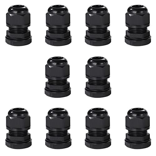 Image of Meccion M20 Cable Gland 10 Pack IP68 Waterproof Nylon Cable Connectors with Locknut and Washer, Suitable for 7mm - 12mm Cables