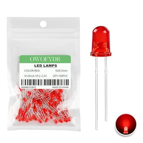 Image of OWOFYDR 100pcs 3mm Red diffused LED diode lamp (Color Lens Frosted Round DC 2V 20mA) Lighting Bulb lamp Electronic Component Indicator Light Emitting diode