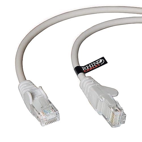 Image of rhinocables CAT 5e High-Speed Ethernet Cable - Reliable LAN Network RJ45 Cable for Fast Internet & Data Transfer | Durable WiFi Broadband Cable for Gaming & Streaming, (10m, Grey, Pack of 1)