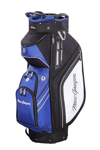Image of MacGregor Principal 10" Golf Cart Bag, 14-Way Top With Dividers And 9 Pockets, Black/Blue