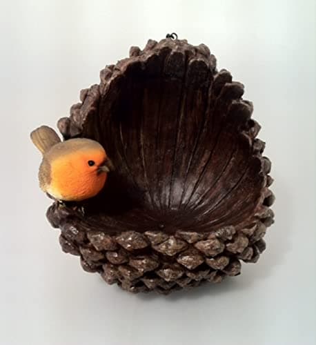 Image of Pine cone & Robin Hanging Bird Feeder, gorgeously detailed