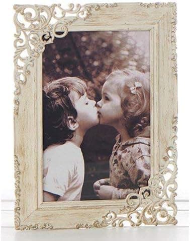 Image of Shudehill Gifts Antique Cream Lace 7 x 5 Photo Frame ~ Vintage Style Cream Photograph Frame