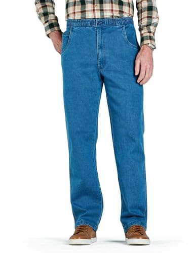 Image of Chums Men's Comfort Fit Elasticated Waist Drawcord Denim Trouser Jeans Light Blue 36W / 27L