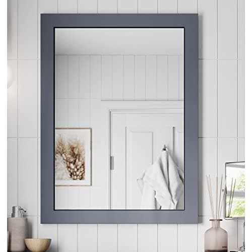 Image of Artis® 600 x 800mm Bathroom Mirror Gloss Grey Wood Framed Vanity Mirrors Wall Mounted Mirrored, Rectangular