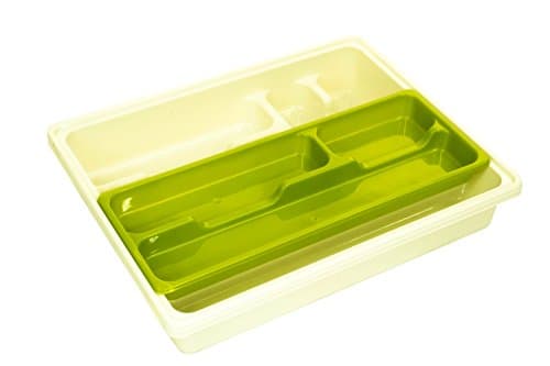 Image of Whitefurze Adjustable Drawer Organizer, Plastic, Cream