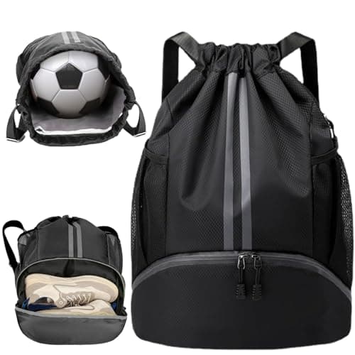 Image of WUBAYI Football Boot Bag,Sports Kit Gym Sack Swimming PE Large Drawstring Bag Unise With Wet And Dry Separation,Waterproof Gym For Kids Adults Men Women Travel,School Sports Beach Holidays Boys Girls