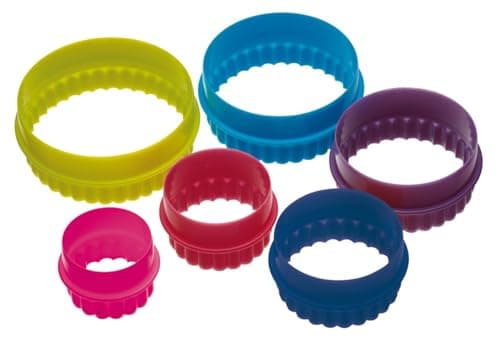 Image of Colourworks Plastic Plain and Fluted Round Cookie Cutters, Multi-Colour, Set of Six