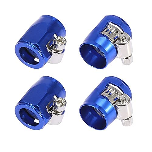 Image of X AUTOHAUX 4pcs AN6 Hex Blue Car Hose Finisher Clamp Adapter Fitting