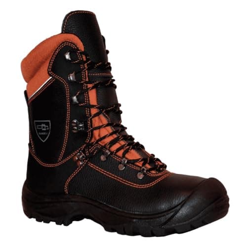 Image of Treehog TH11 Extreme Class 2 Chainsaw Boot, EN ISO 17249, Chainsaw Cut Protection (Black/Orange, 11, UK Footwear Size System, Adult, Men, Numeric, Medium, 11)
