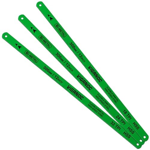 Image of Viganoc 30cm Hacksaw Replacement Blades Set, 12" Bi-Metal High Speed Steel Hack Saw Blade Sets - 18T - 24T - 32T HSS Saw Blades, 3 Pack
