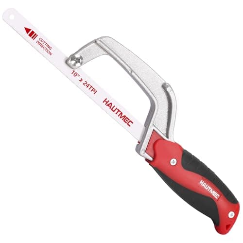 Image of HAUTMEC Compact Hacksaw, 250mm Junior Hacksaw with Bi-Metal HSS Blade, Lightweight Aluminium Frame, Small Hand Saw for Cutting Metal, Plastic, PVC & Wood, Ideal for Tight Spaces - HT0035