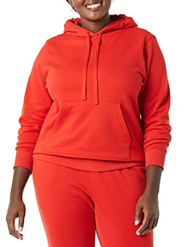 Image of Amazon Essentials Women's French Terry Fleece Pullover Hoodie, Red, M