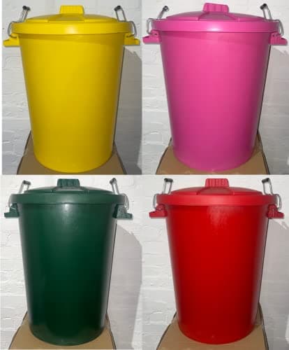Image of Neat. Green 90L Heavy Duty Plastic Bin with Lid - Outdoor, Rectangular, 72 x 50 x 72 cm, UK Made, 15-Year Guarantee