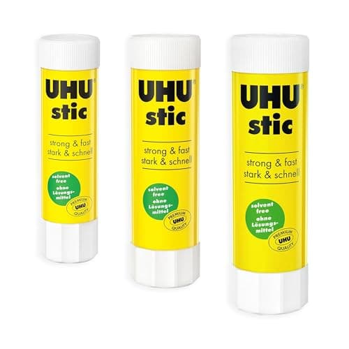 Image of UHU Stic Glue Stick - Solvent Free - Clear Application - 8G/21G/40G - 1 of Each Size - Pack of 3