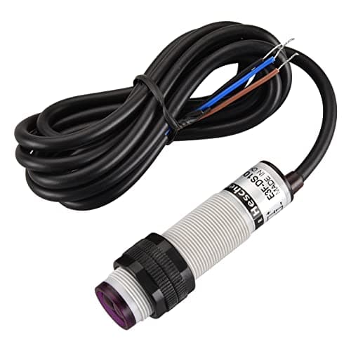 Image of Heschen M18 Column Infrared Photoelectric Proximity Switch, Diffuse Reflection Type, E3F-DS100B2, Detection Distance 10-100CM, 10-30VDC 200mA, NPN Normally Closed(NC), 3 Wire (DC NPN NC(B2))