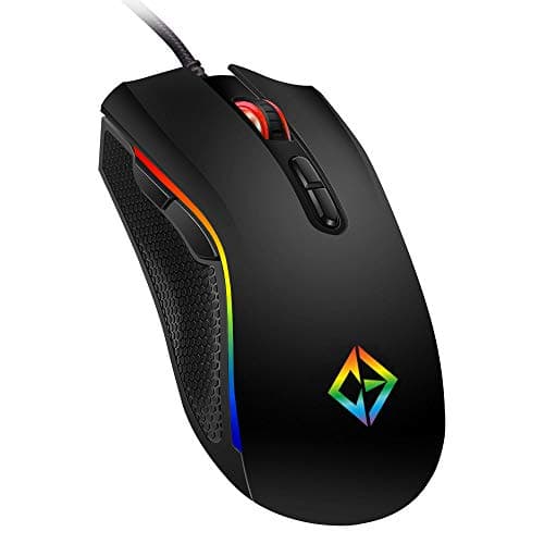 Image of Combrite Gaming Mouse USB Wired, Rainbow LED Light, 7 Buttons, 6 Programmable Buttons, Chroma RGB Backlit, 4800 DPI Adjustable, Comfortable Grip Ergonomic Optical PC Computer Gaming Mice, Black