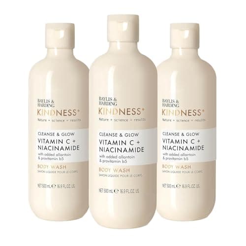 Image of Baylis & Harding Kindness + Vitamin C & Niacinamide, Orange & Mango Fragrance, 500 ml Cleanse & Glow Body Wash (Pack of 3) - Vegan Friendly