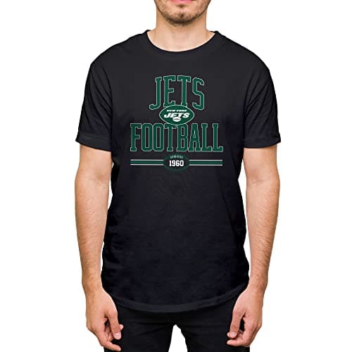 Image of Hybrid Sports NFL Football Arch - Officially Licensed Adult Short Sleeve Fan Tee for Men and Women, New York Jets - Black, S
