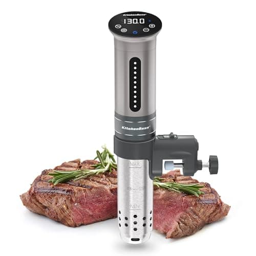 Image of KitchenBoss Sous Vide Cooker Machine | 1100 Watts IPX7 Waterproof Sous-Vide G310/Silver | Water Cooker, Suvee vide machine | Accurate Temperature Control Digital Display | Thermal Immersion Circulator
