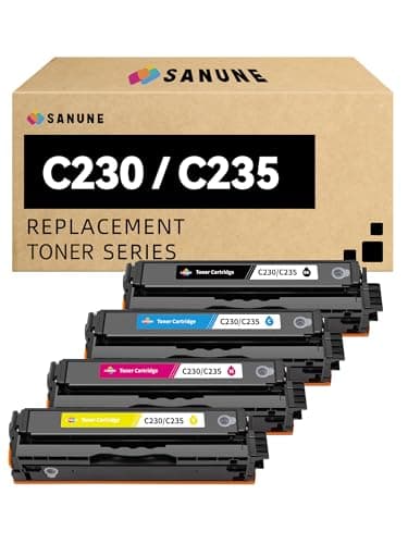Image of SANUNE C230 C235 Multipack Toner Cartridge with Chip Replacement for Xerox 006R04383 006R04384 006R04385 006R04386 Black Cyan Magenta Yellow for C230 C230/DNI C235 C235/DNI Printer Ink (4-Pack)