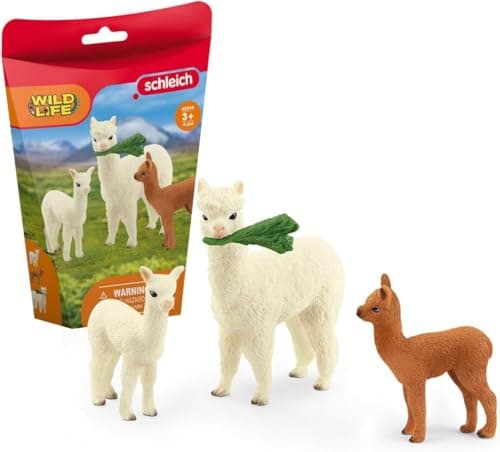 Image of SCHLEICH Farm World 4-Piece Alpaca Playset with Mother and Baby Alpacas - Educational and Durable Farm Animal Playset Figurines, Fun and Imaginative Play for Boys and Girls, Gift for Kids Ages 3+
