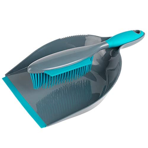 Image of Beldray Pet Plus+ Rubber Dustpan And Brush Set - Non-Scratch Broom Bristles, Built In Squeegee Edge For Pet Hair & Spills, Suitable For Hard Floors, Surfaces, Clips Together For Compact Storage