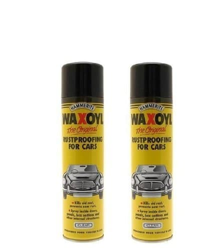 Image of 2 X HAMMERITE WAXOYL CLEAR 400ML AEROSOL SPRAY RUST PROOF PREVENTION - 5092943