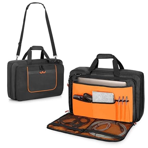Image of Rexmica DJ Controller Bag Compatible with Pioneer DDJ-FLX4/ DDJ-400/ DDJ-SB2/ DDJ-SB3, Padded DJ Controller Carrying Case with Laptop Compartment and Accessory Pockets for DJ Cable, Headphone