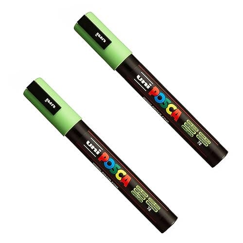 Image of Posca PC-5M Paint Marker Art Pens - 1.8-2.5mm Nib - Pack of 2 (Apple Green)