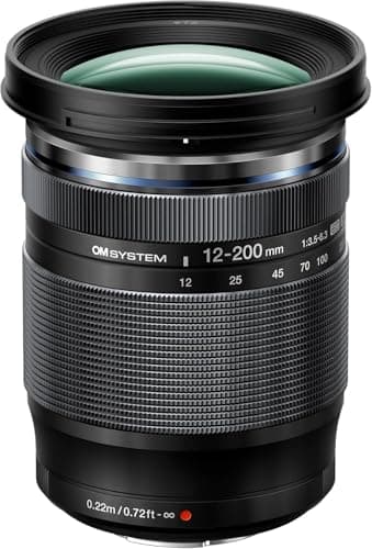 Image of OM SYSTEM M.Zuiko Digital ED 12-200mm F3.5-6.3 lens, universal zoom, suitable for all MFT cameras (Olympus OM-D & PEN models, Panasonic G-series), black