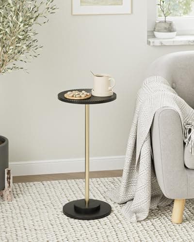 Image of HEYZOEY Small Coffee Table, Small Round Side Table, Drink Tables for Spaces,Side Tables for Living Room,Black Gold
