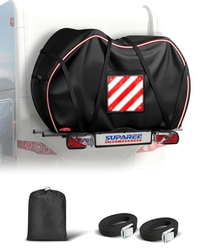 Image of SUPAREE Motorhome Bike Covers for 3 Bikes Bicycle Cover Waterproof Outdoor Bike Cover Transport 420D Oxford with Warning Sign Pocket Rainproof Tear-resistant for Hitch-mounted Racks
