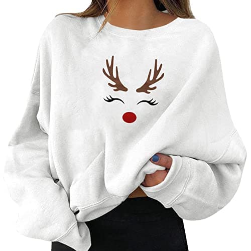 Image of Generic 2025 Christmas Women's Holiday Party Jumper, Funny Graphic Print, Crew Neck, Long Sleeve, Sweatshirts, Gifts, Shirt Tops, Crop Top Teen Girls, White, L