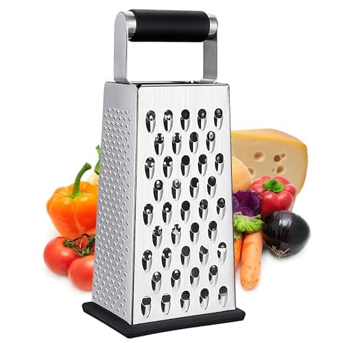 Image of YC Kitchen Cheese Grater, Box Grater for Cheese Stainless Steel Vegetable Slicer Food Shredder 4-Sided Graters for Kitchen