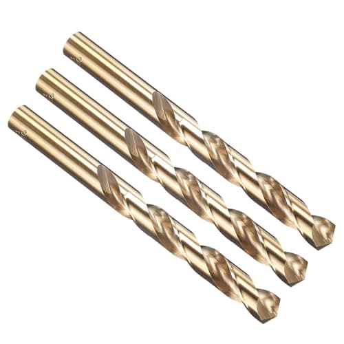 Image of PATIKIL 13.5mm Drill Bit 17/32", M35 Cobalt 5% High-Speed Steel Jobber Straight Shank 135° Gold Finish for Stainless Steel Hard Metal - 3 Pack