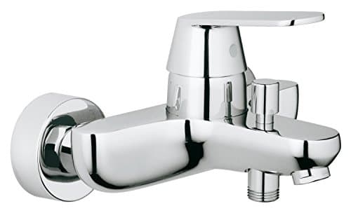 Image of GROHE Eurosmart Cosmopolitan Single-Lever Bath Mixer with Bath and Shower Outlet Wall Mounted, Water-Saving Tap with Chrome Finish 32833000