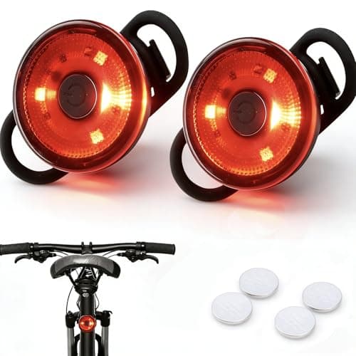 Image of Rear Bike Light, LED Bicycle Tail Light, 2-Mode Cycling Back Light, Waterproof Safety Light with Silicone Strap for Helmet Backpack Scooter Road Bike (Red, 2 PCS)