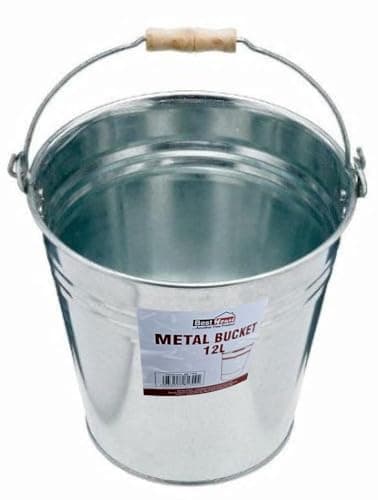 Image of Best House | 9L 12L 15L 18 L | Metal Bucket | Galvanised | Multipurpose Strong Steel Wooden Handle | Indoor/Outdoor | Use for Home, Garden, Bathroom and Garden Waste (Pack of 1) - 12 Litres