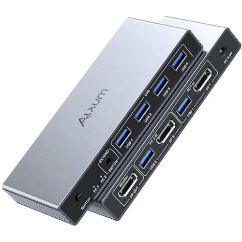 Image of Alxum KVM Switch 2 Computers 1 Monitor Displayport Switch 8K@60Hz,2 Mode Switching 4 USB Ports for Most USB Devices