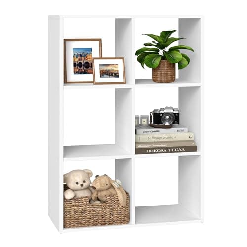 Image of VASAGLE CUSTOS Collection - Bookshelf, Cube Bookcase, Storage Shelving Unit, Display Shelf, Open Compartments, Living Room, Home Office, Bedroom, 3-Tier, 30 x 66.4 x 98 cm, Cloud White LBC406WB01