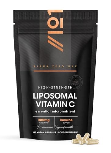 Image of Liposomal Vitamin C 1000mg – 180 Vegan Capsules - High Strength Immune Support – Resealable and Recyclable Pouch by Alpha01