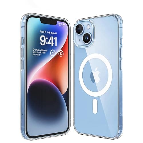 Image of TEOPHA Magnetic Clear Case for iPhone 13/14 (6.1-Inch) Compatible with MagSafe, Shockproof Anti-Scratch Phone Bumper Cover for iPhone 13/14 - Clear