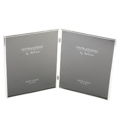 Image of Silverplated Double Hinged Collage Photograph Photo Frame Gift Keepsake 8" x 10”
