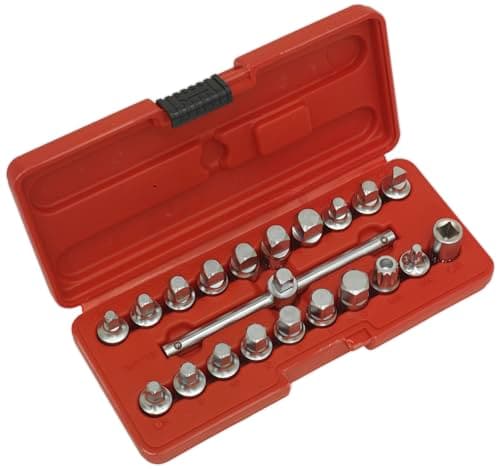 Image of Sealey Ak6586 Oil Drain Plug Key Set 19Pc 3/8Sq Drive