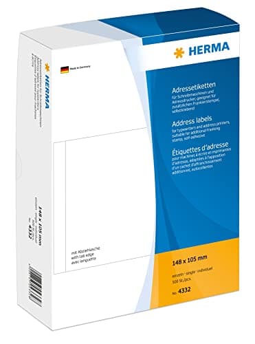 Image of Herma 148 x 105 mm Paper Matt Address Labels - White (Pack of 500)