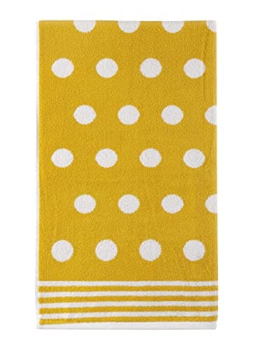 Image of La Maison Jacquard Circles Polka Dots 100% Cotton 500GSM Luxury Hand Towel Bath Towel Super Soft Highly Absorbent Everyday Use (70cm x 120cm Bath Towel, Ochre)