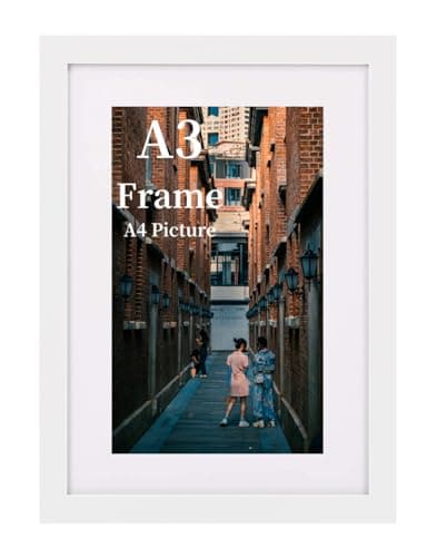 Image of MEGAROOM Wood A3 Picture Frame - A3 Frame for 16.5 x 11.7 Inch (42 x 29.7 cm) Photo Wall Hanging - Photo Frame with Clear Perspex Front - Wall Mounting to Hang Portrait or Landscape (White)