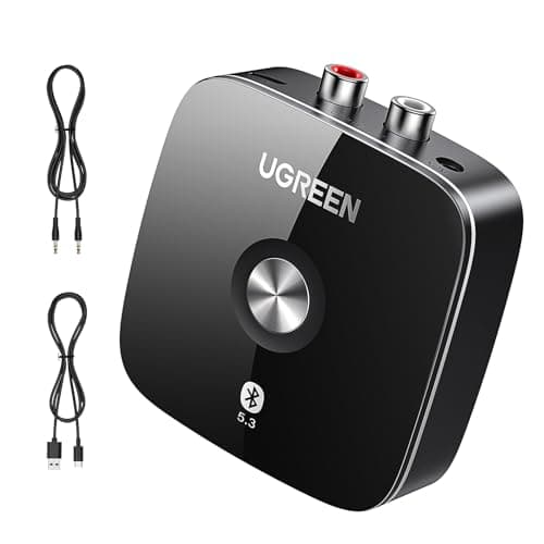 Image of UGREEN Bluetooth 5.3 Receiver for Hi-Fi, Low Latency Audio, 3.5mm Jack Aux and RCA Connection, Long Range, Dual Pairing, Bluetooth Adapter for HiFi Amplifier, Home Stereo, Speaker